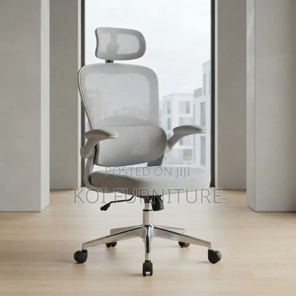 Office Chairs; White Fabric Orthopedic Mesh Backrest Chair