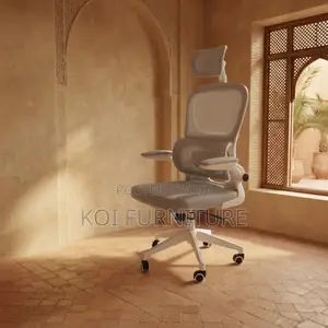 Office Chairs; White Fabric Orthopedic Mesh Backrest Chair