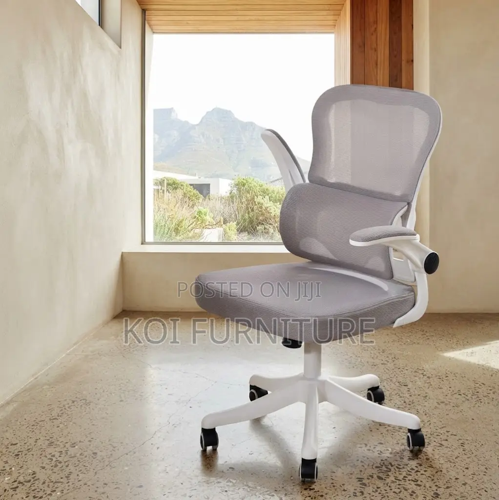 Office Chairs; White Fabric Orthopedic Mesh Backrest Chair