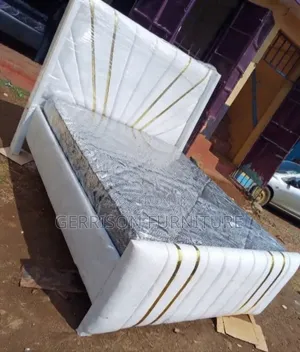 Luxury 5x6 White Sunburst Bed Frame, With Mattress
