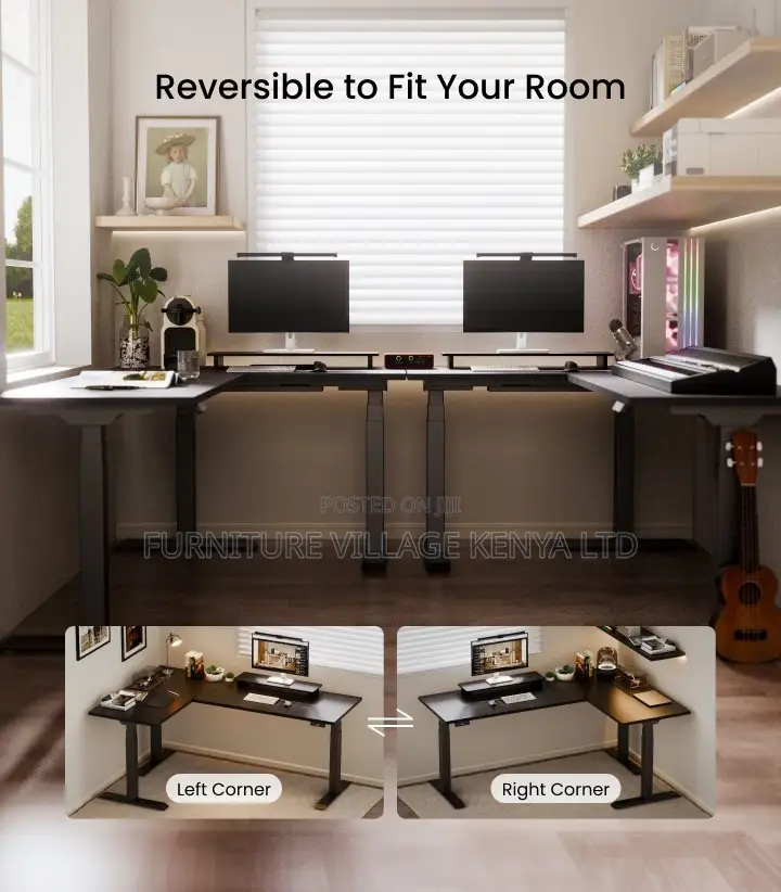 Standing Desk; 1.4 M Corner Modern Dual Motor Standing Desk