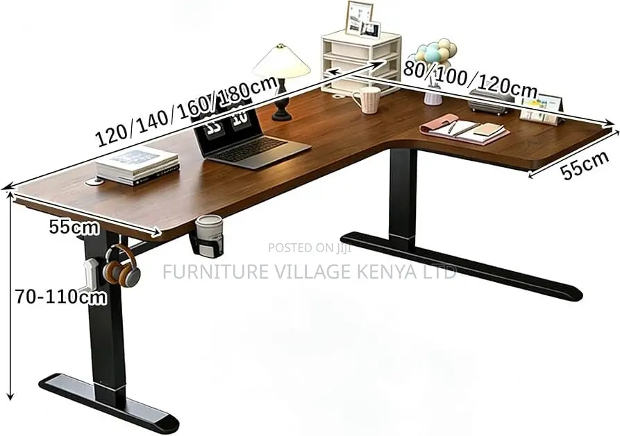 Standing Desk; 1.4 M Corner Modern Dual Motor Standing Desk