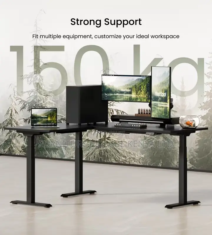 Standing Desk; 1.4 M Corner Modern Dual Motor Standing Desk