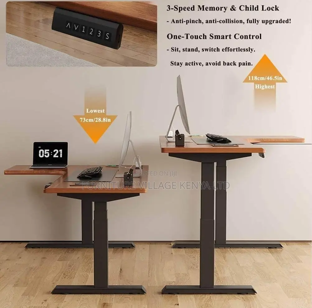 Standing Desk; 1.4 M Corner Modern Dual Motor Standing Desk
