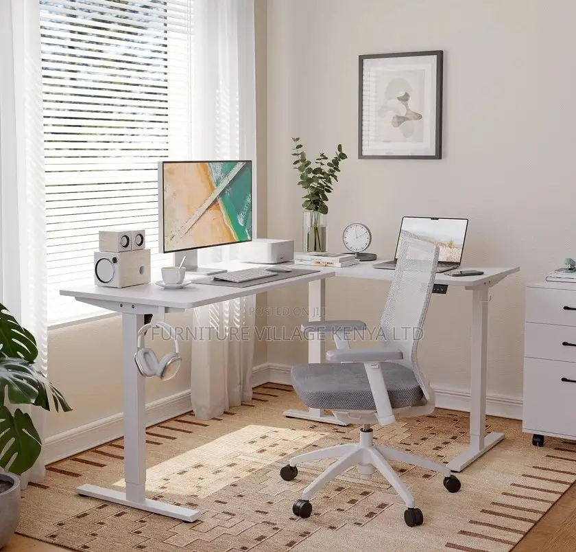 Standing Desk; 1.4 M Corner Modern Dual Motor Standing Desk