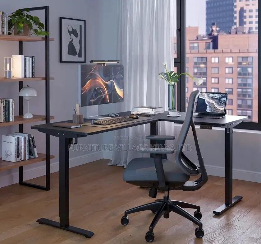 Standing Desk; 1.4 M Corner Modern Dual Motor Standing Desk