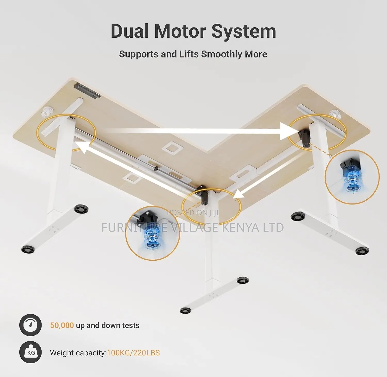 Standing Desk; 1.4 M Corner Modern Dual Motor Standing Desk