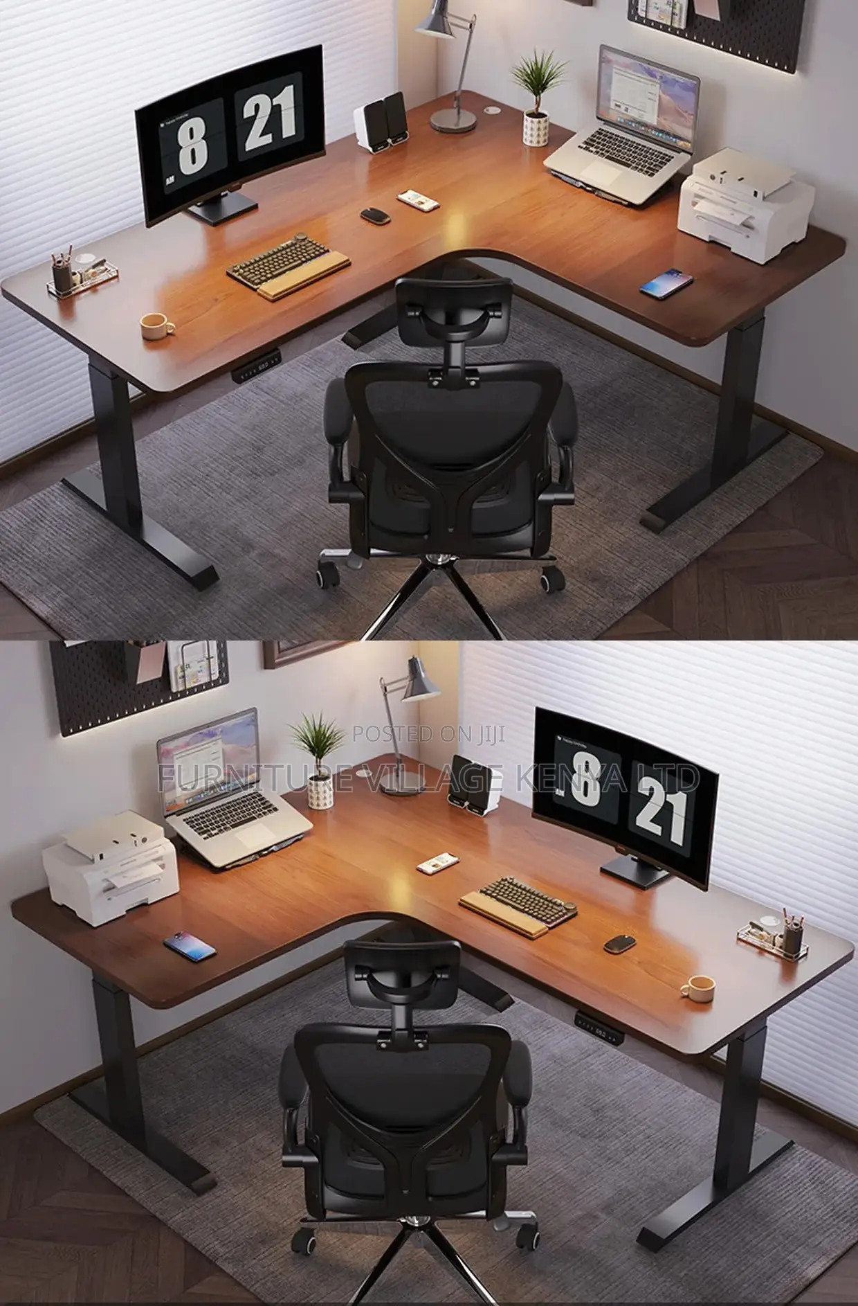 Standing Desk; 1.4 M Corner Modern Dual Motor Standing Desk