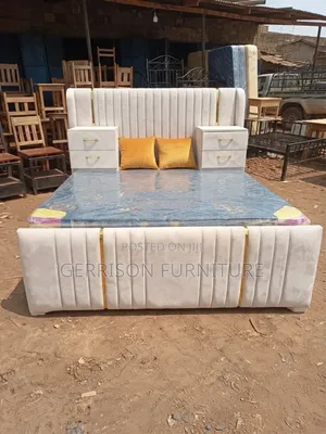 Luxury 5x6 Cream Bed Set | Full Combo With Mattress Drawers