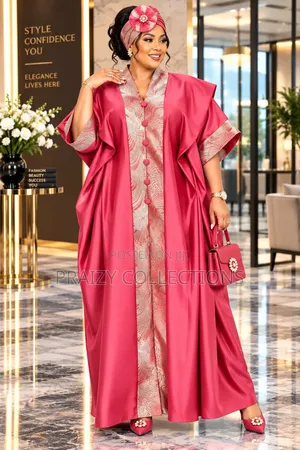 Free Size Color Blocked Kaftan Dresses With Kofia