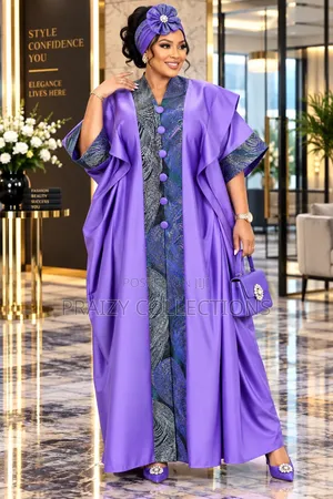Free Size Color Blocked Kaftan Dresses With Kofia