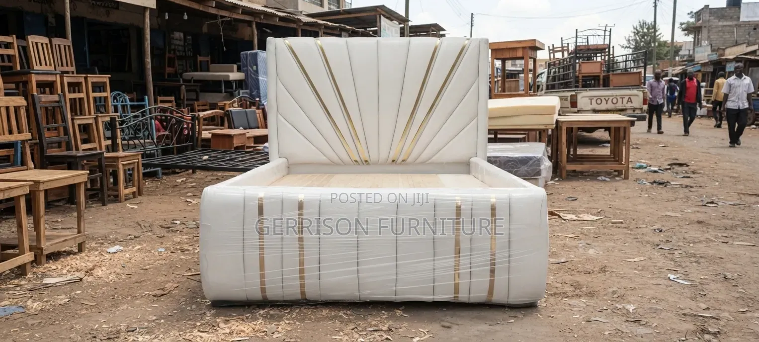 Luxury 5x6 White Sunburst Bed Frame
