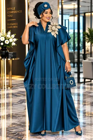 Classic Plain Coloured Kaftan With Matching Headgear -Free Size