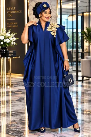 Classic Plain Coloured Kaftan With Matching Headgear -Free Size
