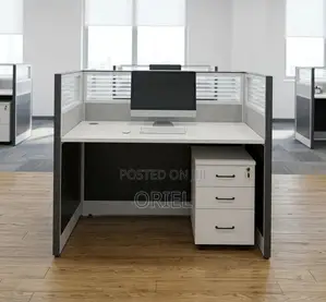 Office Workstation : 2-Way White Workstation