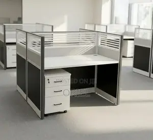 Office Workstation : 2-Way White Workstation