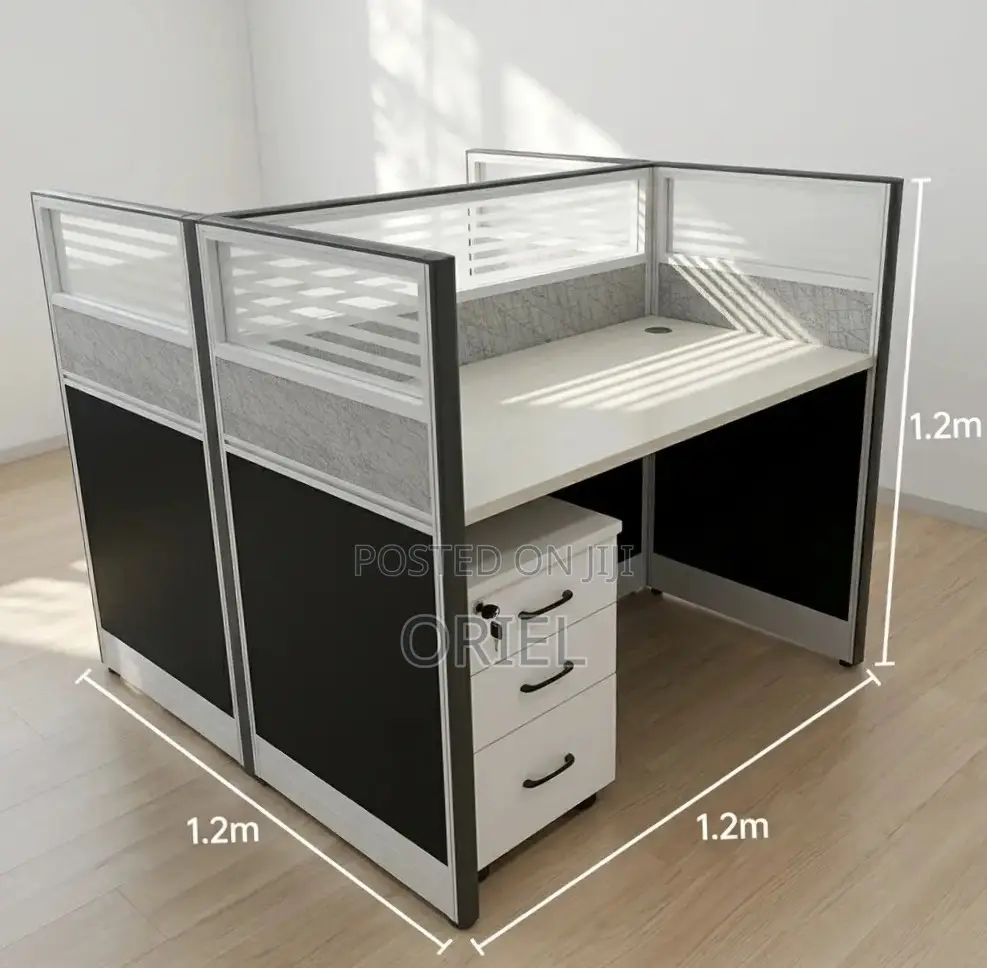 Office Workstation : 2-Way White Workstation