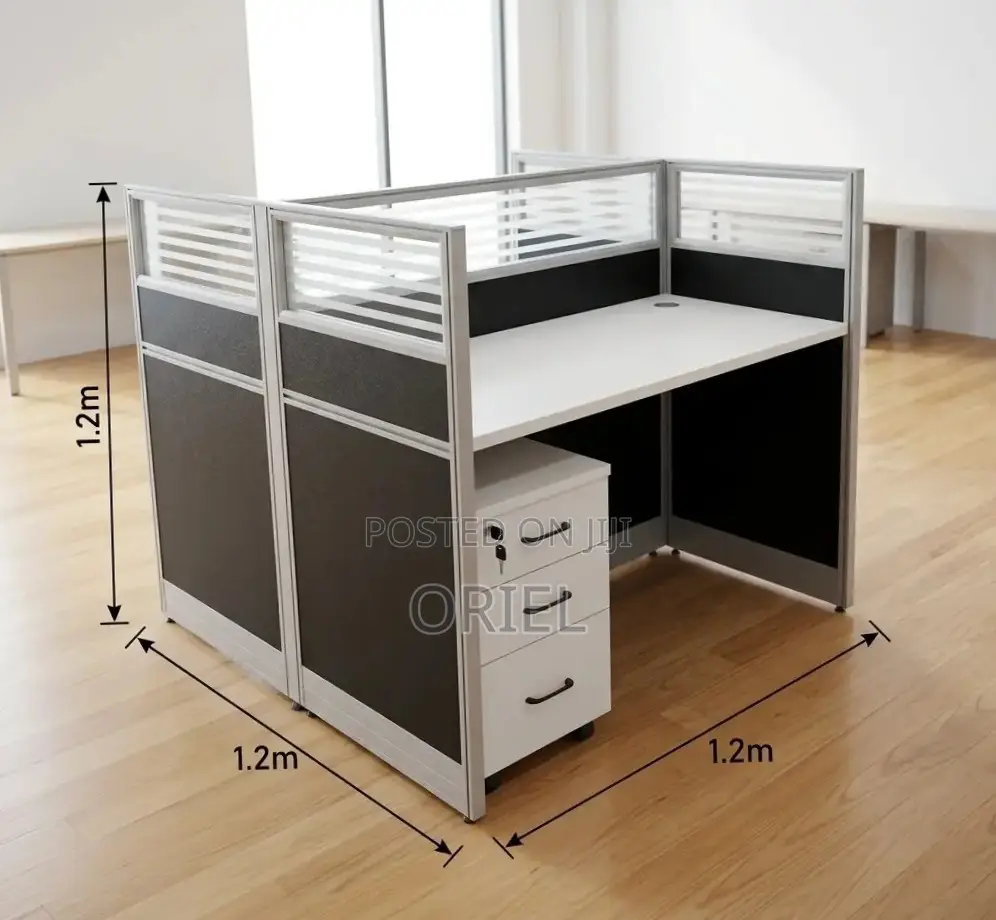 Office Workstation : 2-Way White Workstation