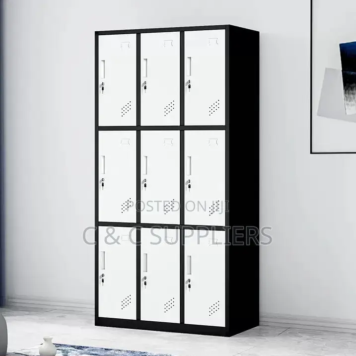 9-Door Gray Metallic File Locker