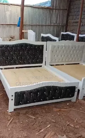 Modern 5x6 White Wood Bed Frame