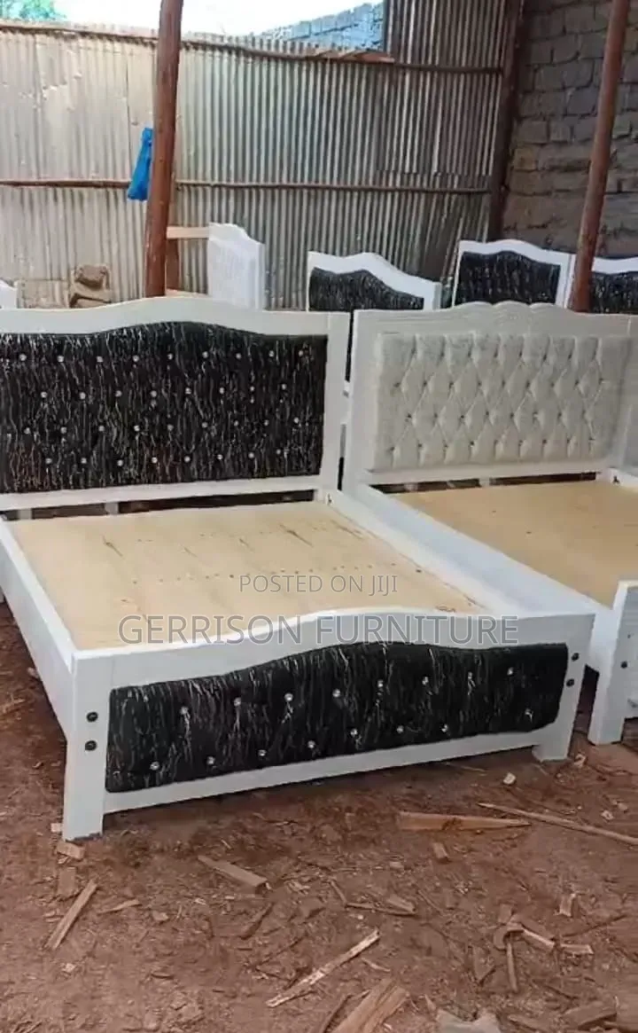 Modern 5x6 White Wood Bed Frame