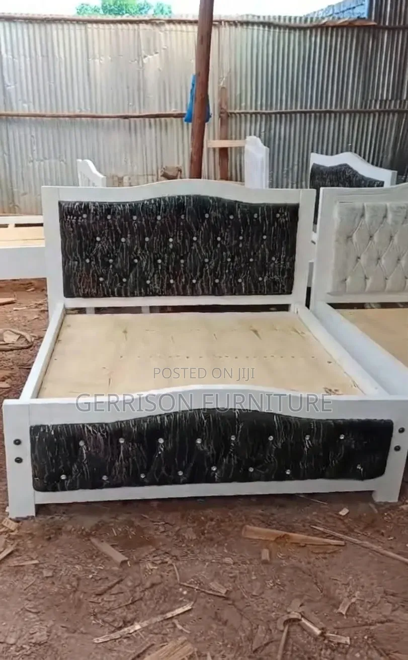 Modern 5x6 White Wood Bed Frame