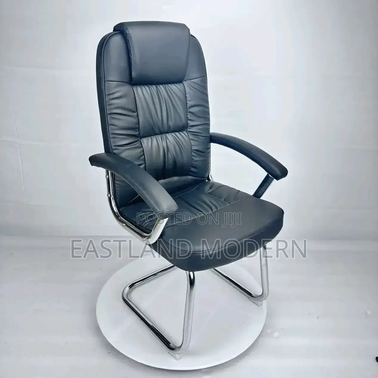 Black Executive Leather Office Visitor Chair .