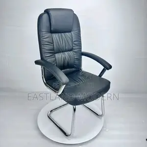 Black Executive Leather Office Visitor Chair .