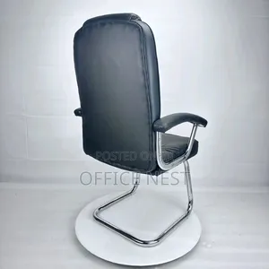 Black Executive Leather Office Visitor Chair .