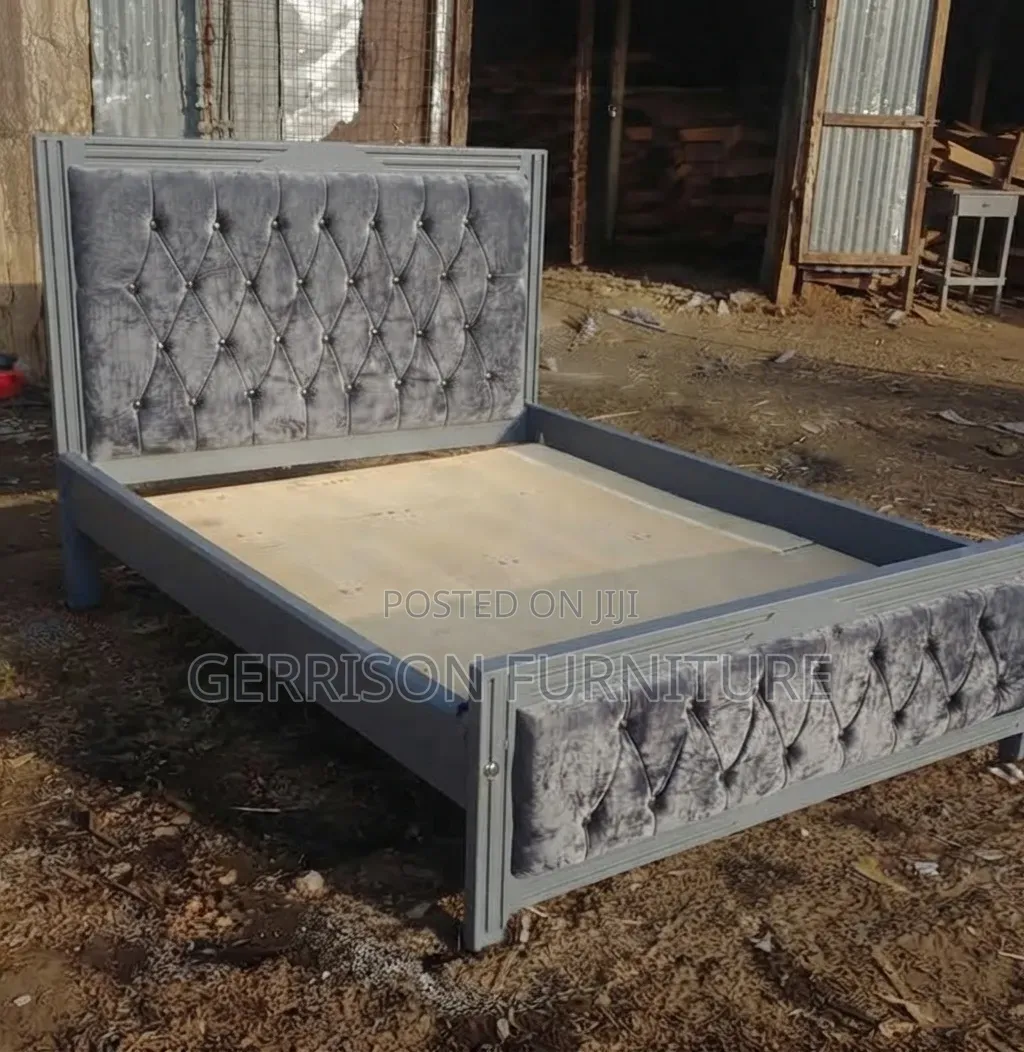 Modern 5x6 Grey Mocket Bed Frame