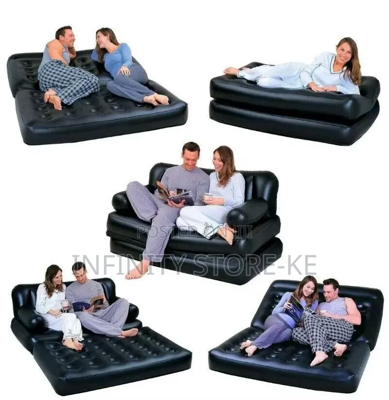 Inflatable Two-Seater Sofa That Converts Into a Bed With Free Pump