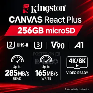 Kingston Canvas React Plus 256GB microSD Card – High-Speed UHS-II V90