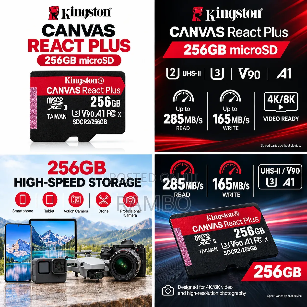 Kingston Canvas React Plus 256GB microSD Card – High-Speed UHS-II V90