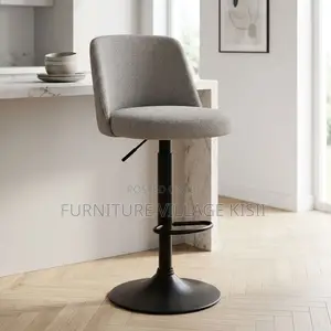 Gray Adjustable Fabric Barstool