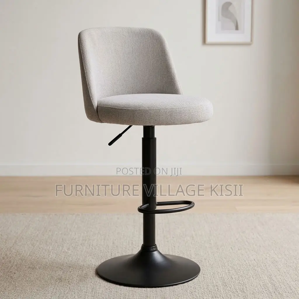 Gray Adjustable Fabric Barstool
