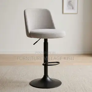 Gray Adjustable Fabric Barstool