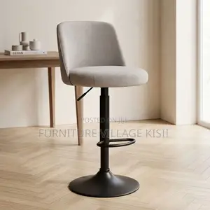 Gray Adjustable Fabric Barstool