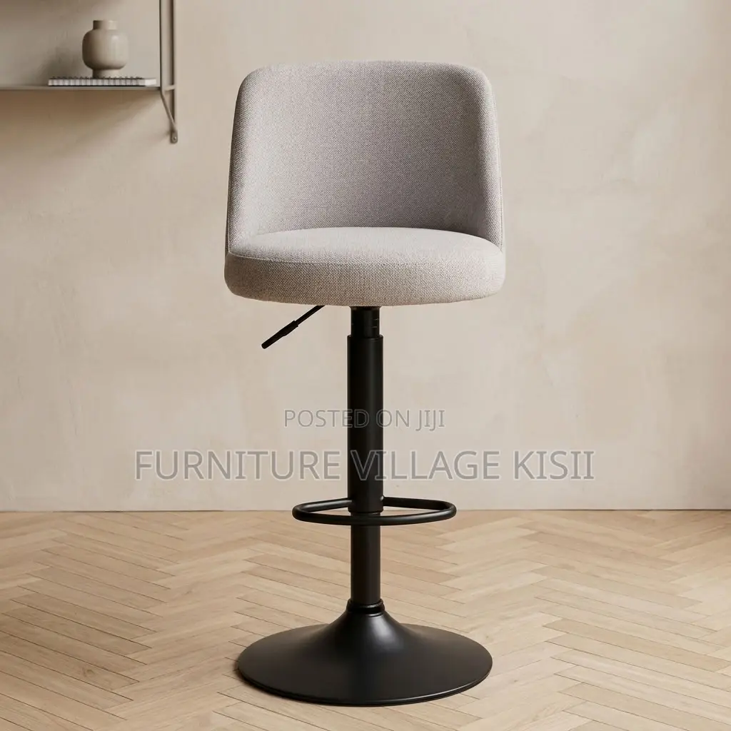 Gray Adjustable Fabric Barstool