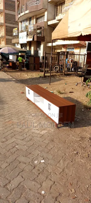 6 Feet White Brown Wooden Modern TV Stands