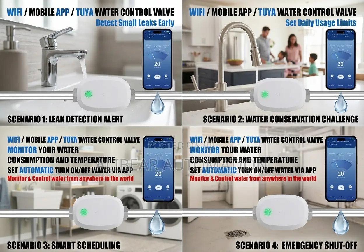 Smart Water Valve Meter Tuya App/Wifi/Bluetooth- Full Water Control