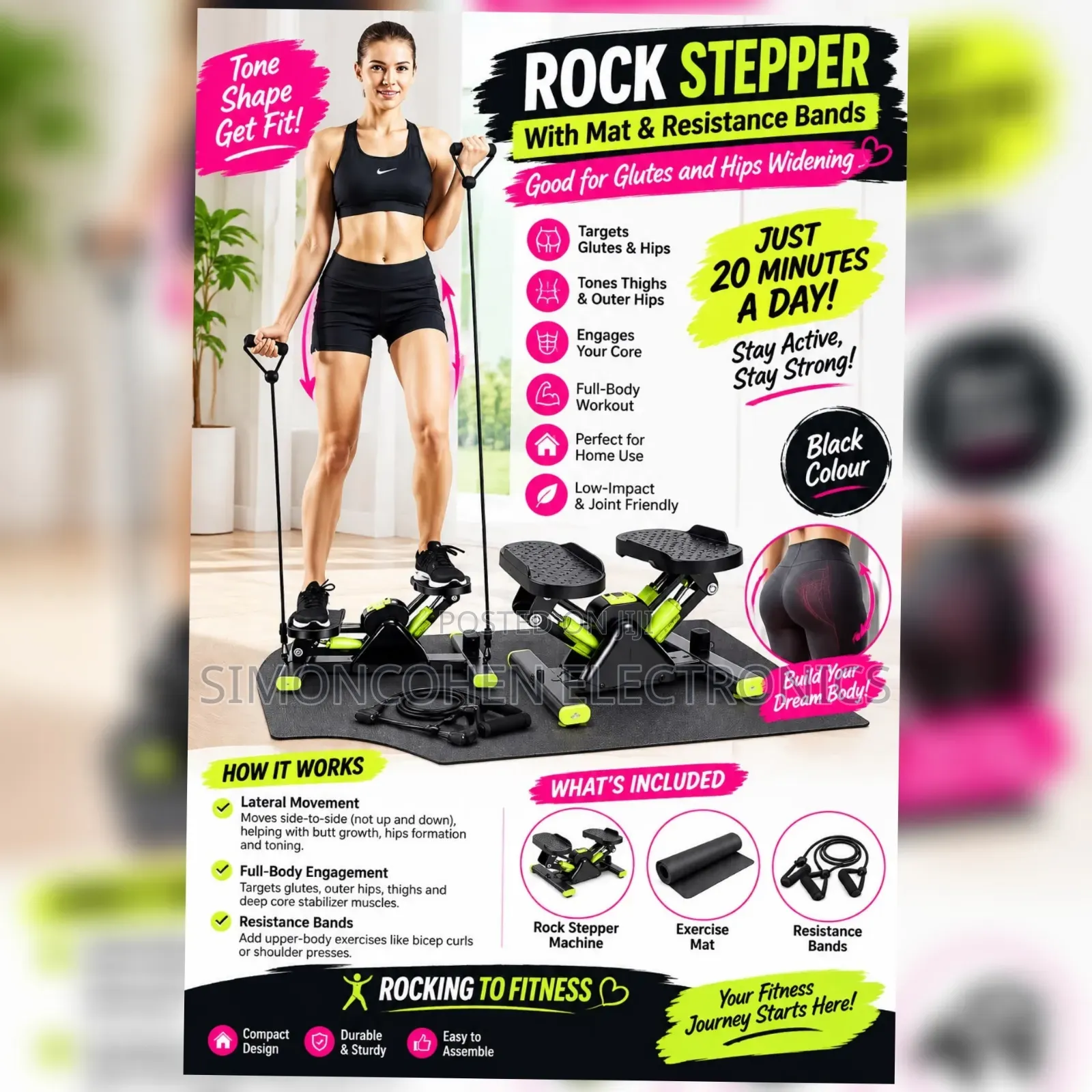 Rock Stepper With Mat and Resistance Bands