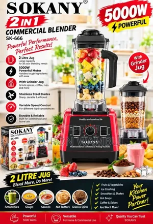 New Sokany 5000W 2 in 1 Commercial Blender/5000w Sokany Blender 2in1