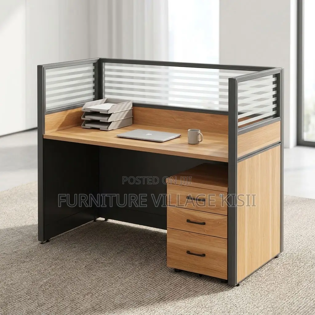 1-Person Brown Office Workstation