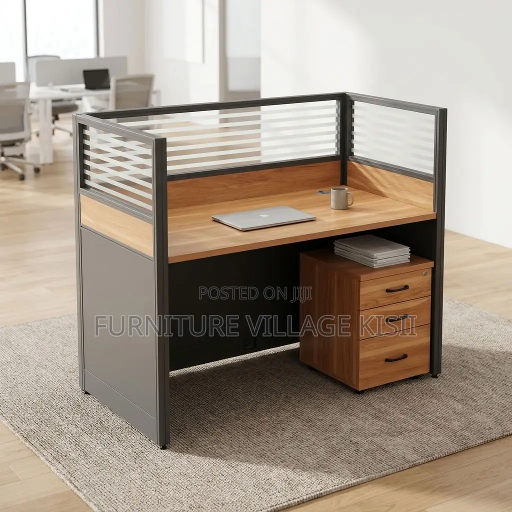 1-Person Brown Office Workstation