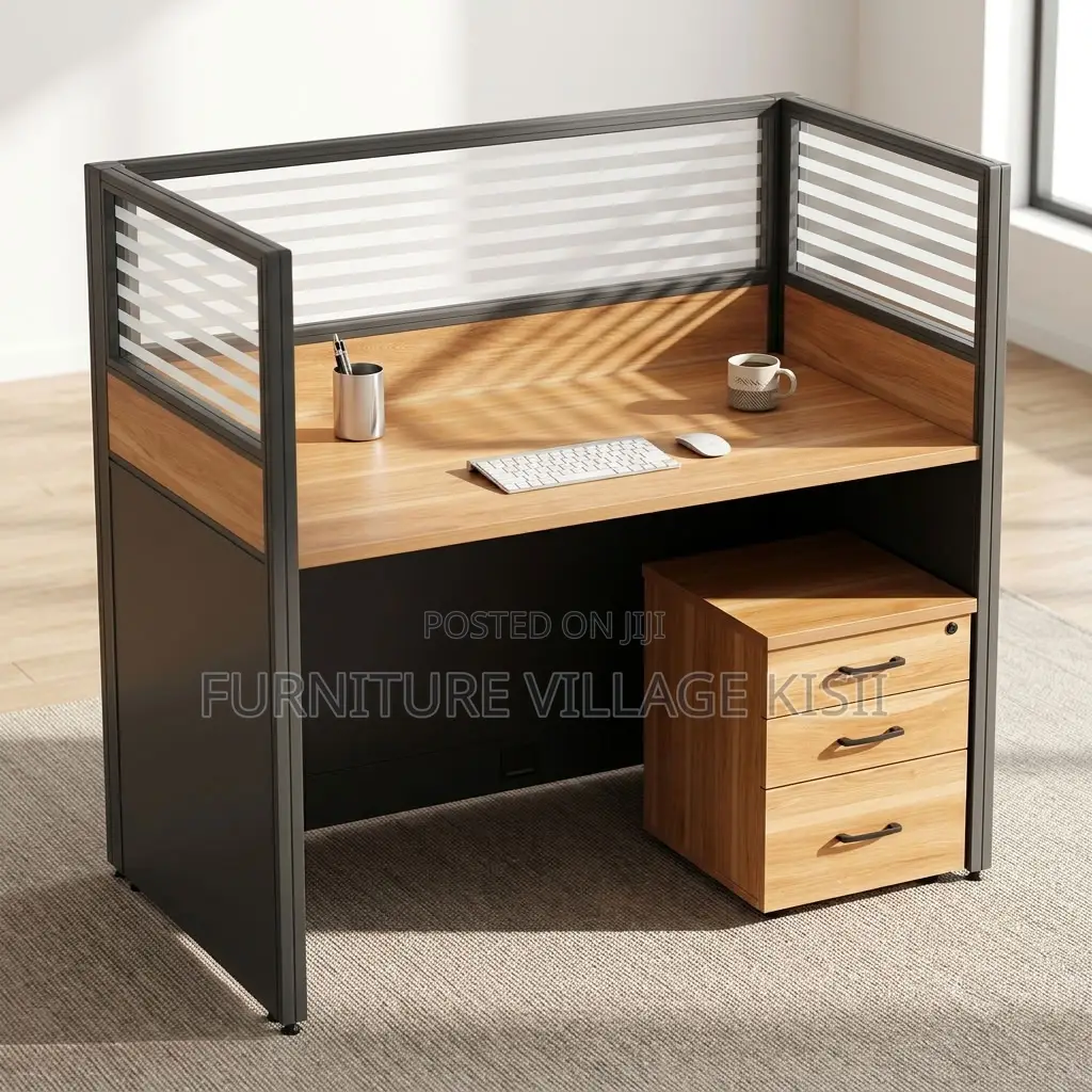 1-Person Brown Office Workstation