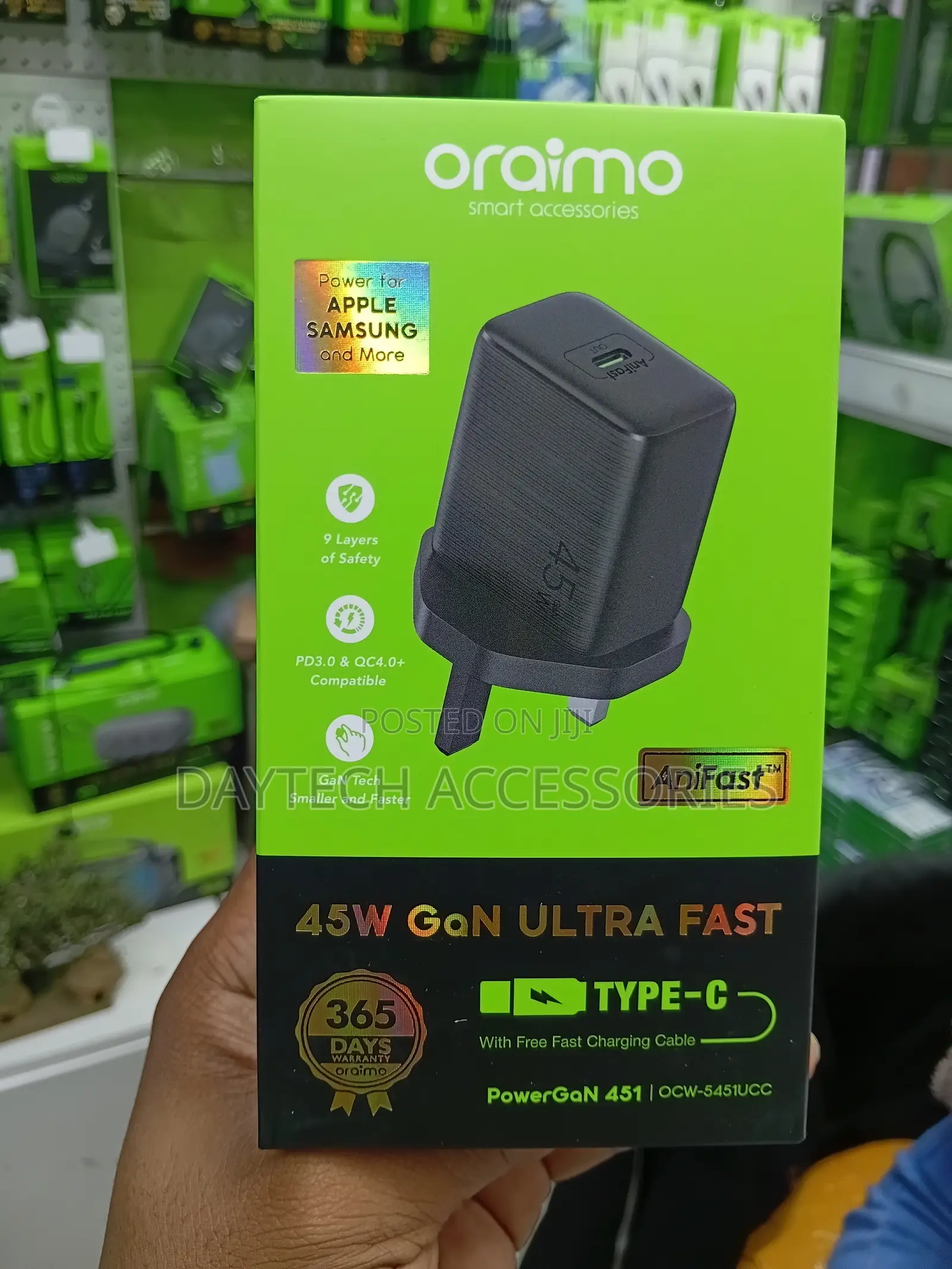 Oraimo PowerGaN 451 (45W) Ultra Fast Wall Charger (Model: OCW-5451UCC)