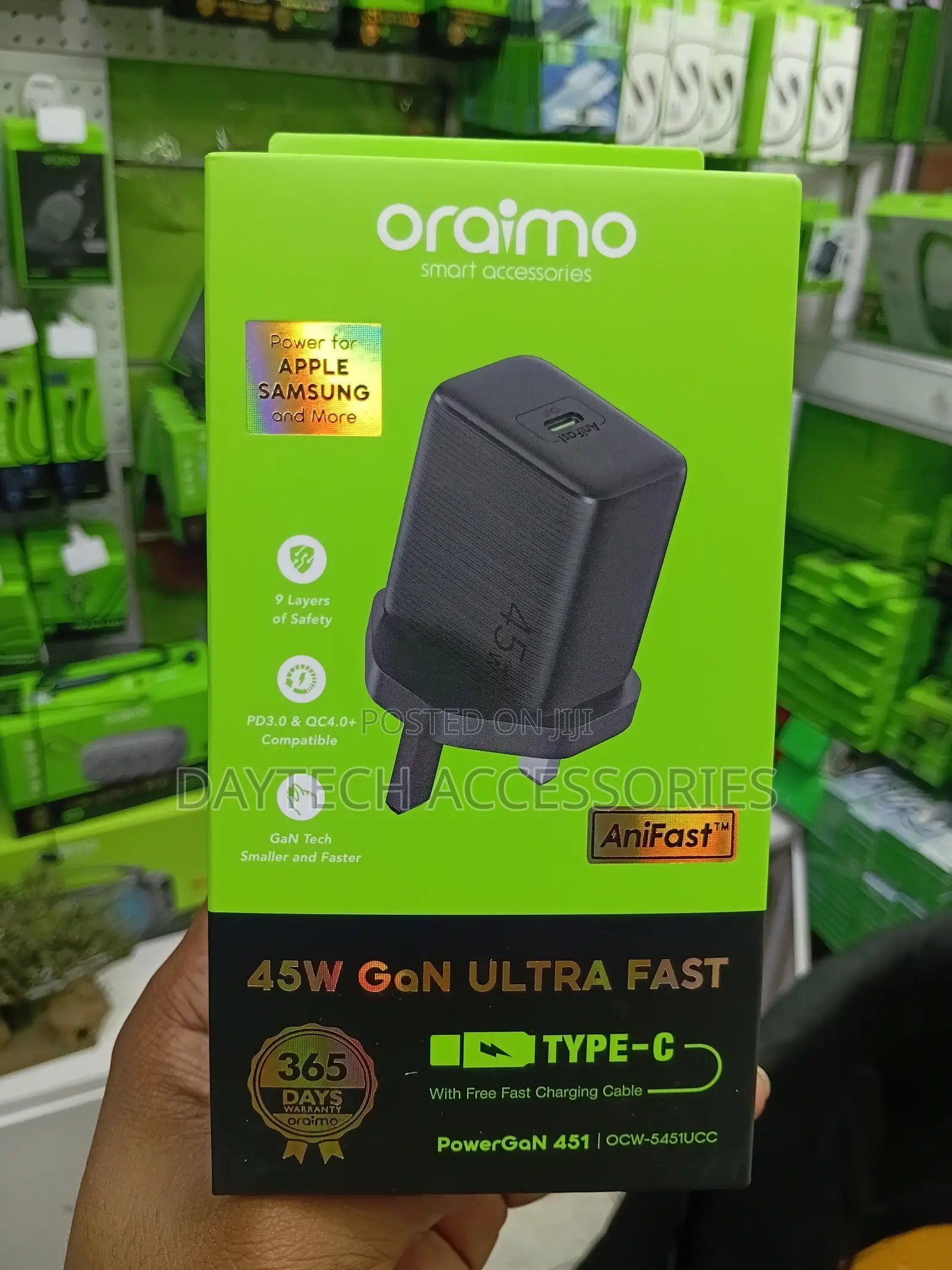 Oraimo PowerGaN 451 (45W) Ultra Fast Wall Charger (Model: OCW-5451UCC)