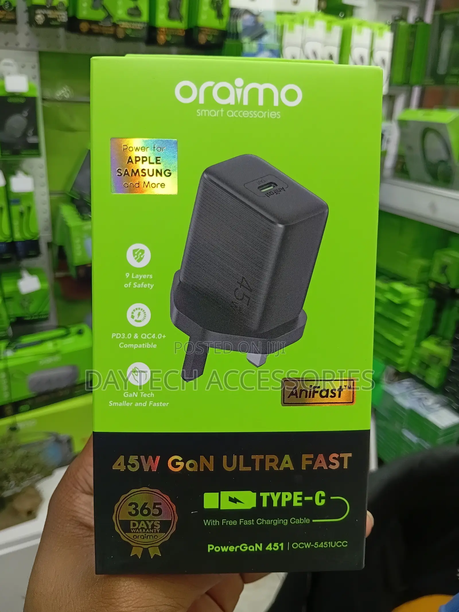 Oraimo PowerGaN 451 (45W) Ultra Fast Wall Charger (Model: OCW-5451UCC)
