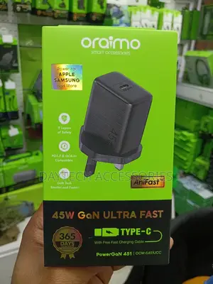 Oraimo PowerGaN 451 (45W) Ultra Fast Wall Charger (Model: OCW-5451UCC)