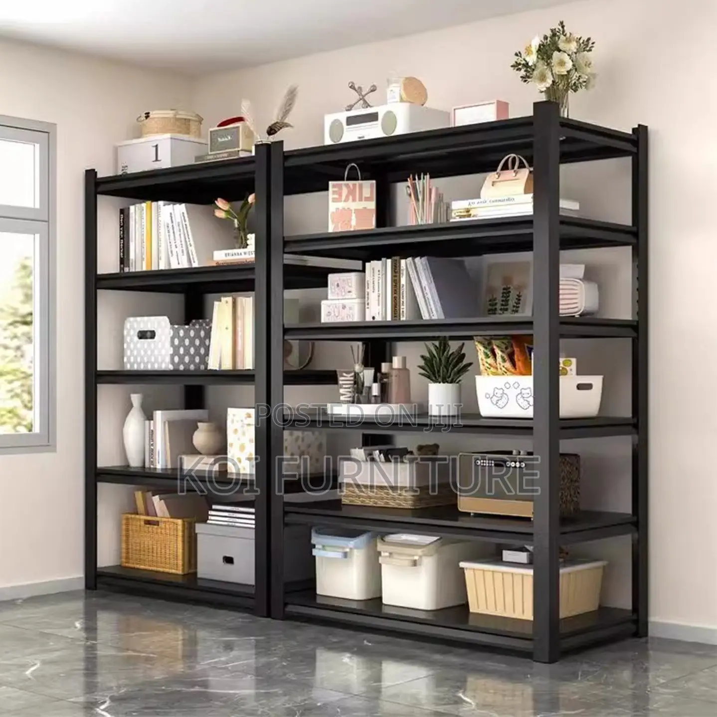 Storage Unit; Five Tier Metallic Modern Storage Organization Rack